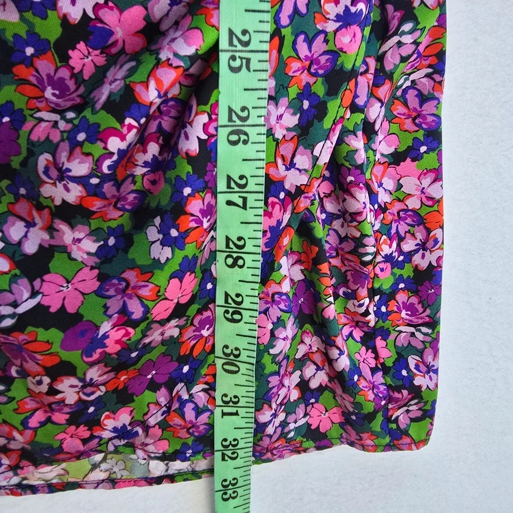 Zara Womens Purple Floral‎ Long Sleeve Wrap Mini Dress V-Neck Ruched Size Medium